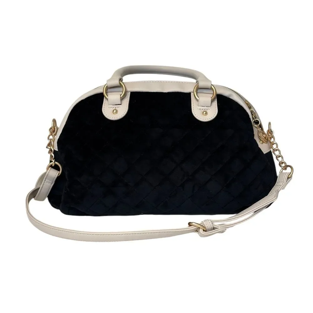 Juicy Couture Royal Couture Quilted Satchel Black Liquorice Crystal Shoulder Bag